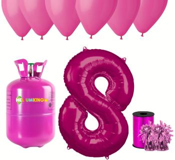 HeliumKing Helium párty set na 8. narozeniny s růžovými balónky