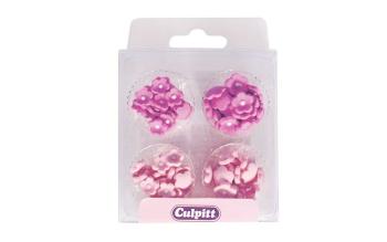 Cukrové zdobení mini květinky růžové - 100 ks - Culpitt