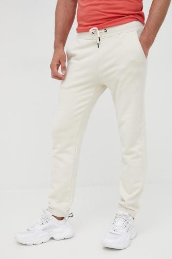 Bavlněné kalhoty Sisley pánské, béžová barva, hladké