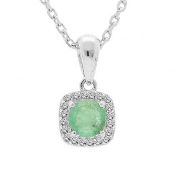 Brilio Silver Elegantní stříbrný náhrdelník s emeraldem CL-FS-5658E (řetízek, přívěsek)