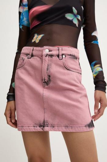 Džínová sukně Moschino Jeans růžová barva, mini, 0102.8222