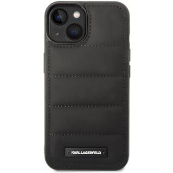 Karl Lagerfeld Quilted Puffy Metal Logo Zadní Kryt pro iPhone 14 Black (KLHCP14SPSQAK)