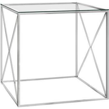 Konferenční stolek stříbrný 55x55x55 cm nerezová ocel a sklo (289021)
