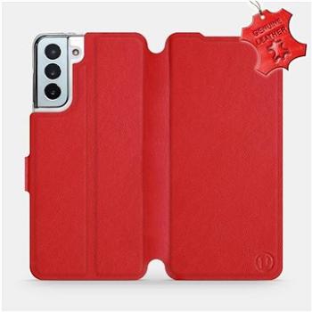 Flip pouzdro na mobil Samsung Galaxy S21 Plus 5G - Červené - kožené -   Red Leather (5903516618750)