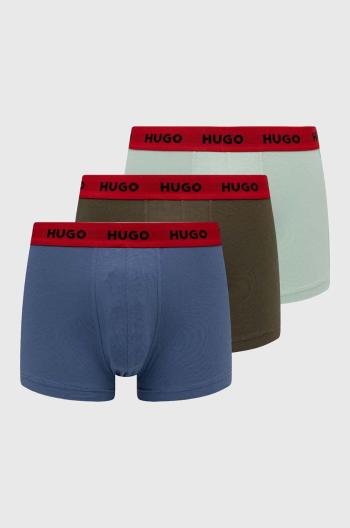 Boxerky HUGO 3-pack pánské, zelená barva, 50517878