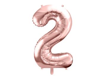 PartyDeco Fóliový balónek narozeninové číslo 2 - růžovo-zlatý