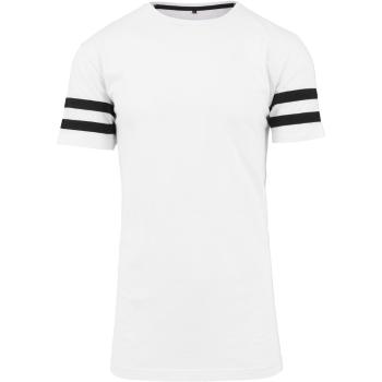 Build Your Brand Pánské prodloužené tričko s pruhovanými rukávy - Bílá / černá | XXXXL