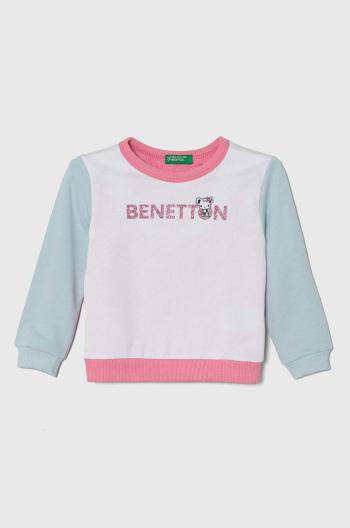 Dětská bavlněná mikina United Colors of Benetton růžová barva, s potiskem