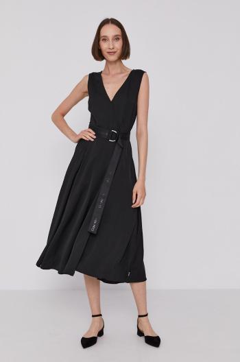 Šaty Calvin Klein černá barva, midi, áčkové