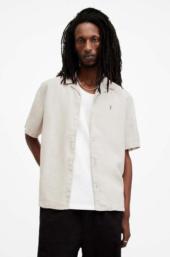 Košile AllSaints AUDLEY SS SHIRT pánská, zelená barva, relaxed, M016SA