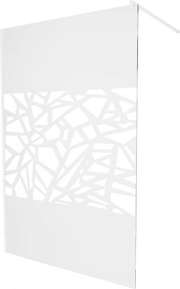 MEXEN/S KIOTO Sprchová zástěna WALK-IN 120 x 200 cm, transparent/bílý vzor 8 mm, bílá 800-120-101-20-85