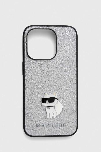 Obal na telefon Karl Lagerfeld iPhone 15 Pro 6.1 stříbrná barva