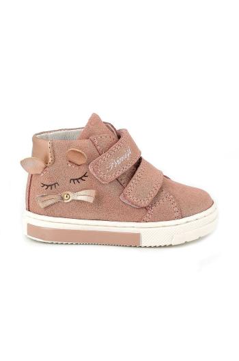 Dětské semišové sneakers boty Primigi růžová barva