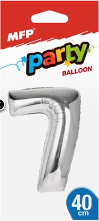 Balónek č. 7 nafukovací fóliový 40 cm - stříbrný