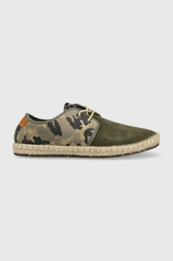 Semišové espadrilky Pepe Jeans TOURIST zelená barva, PMS10315