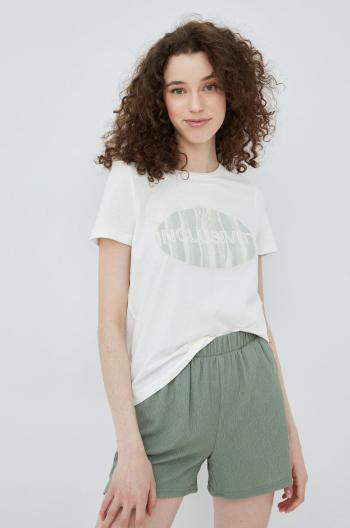 Bavlněné tričko Vero Moda béžová barva