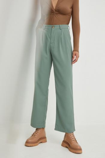 Kalhoty Answear Lab dámské, tyrkysová barva, široké, high waist