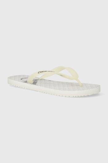 Žabky Calvin Klein Jeans BEACH SANDAL GLOSSY pánské, bílá barva, YM0YM00952