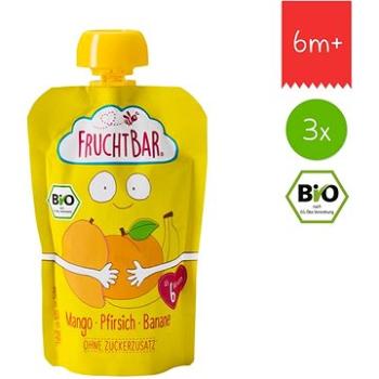 FruchtBar BIO ovocná kapsička s banánem, broskví a mangem 3× 100 g (8594205750133)