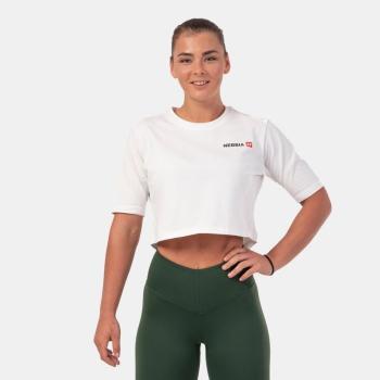 Dámské tričko Crop Top Minimalist Logo Cream S - NEBBIA