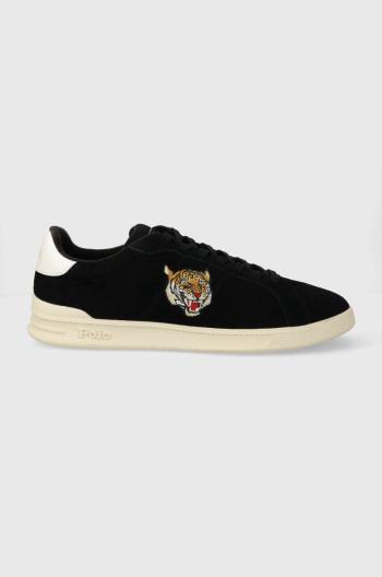 Semišové sneakers boty Polo Ralph Lauren Hrt Crt II černá barva, 809937846002