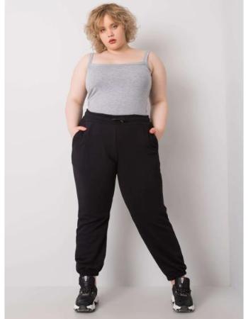 Dámské tepláky s vysokým pasem plus size AINHOA černé