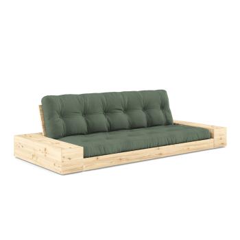 Trojmístná rozkládací pohovka Base s bočními moduly – Olive Green / Clear Lacquered