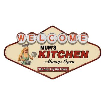 Kovová nástěnná cedule Welcome Mums Kitchen - 49*1*27 cm 6Y4907