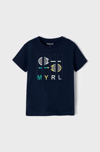 Dětské bavlněné tričko Mayoral tmavomodrá barva, s potiskem