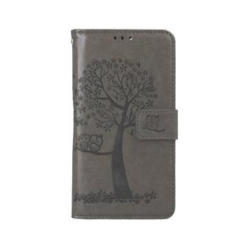 TopQ Pouzdro iPhone 13 mini knížkové Šedý strom sovičky 66434 (Sun-66434)