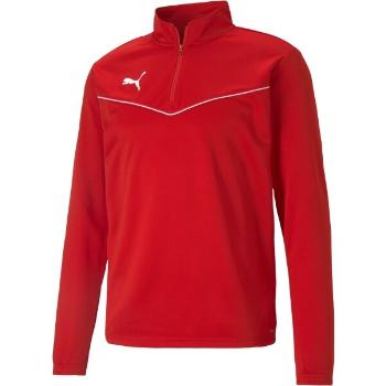 Puma TEAMRISE 1/4 ZIP TOP Pánská mikina se zipem, červená, velikost