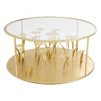 Konferenční stolek Flower Meadow, Ø80 cm – zlatá