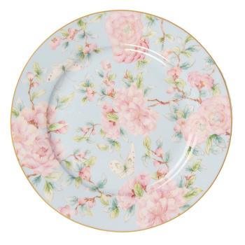 Porcelánový dezertní talířek s růžovými květy Rosa - Ø 19*2 cm 6CEDP0126