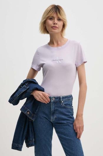 Bavlněné tričko Calvin Klein Jeans fialová barva, J20J223556