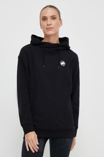 Tepláková mikina Mammut ML Hoody Original černá barva, s kapucí, s potiskem