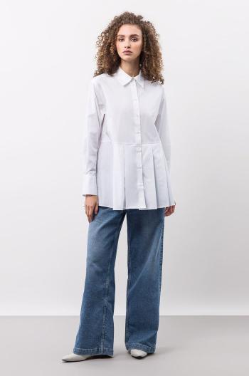 Bavlněné tričko Ivy & Oak dámská, bílá barva, regular, s klasickým límcem