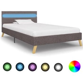 Rám postele s LED světlem světle šedý textil 100x200 cm (284847)