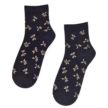 Dívčí ponožky GATTA OKVĚTNÍ LÍSTKY černé Velikost: 36-38