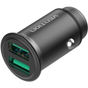 Vention Rapid 2-Port Car Charger (2x QC3.0) 25W Gray Mini Style Aluminium Alloy Type (CC-85-H)