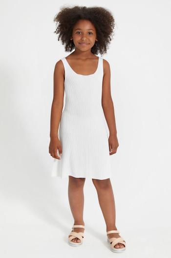 Dívčí šaty Guess bílá barva, midi, áčková