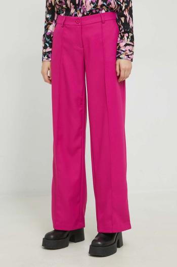 Kalhoty Noisy May dámské, fialová barva, široké, medium waist