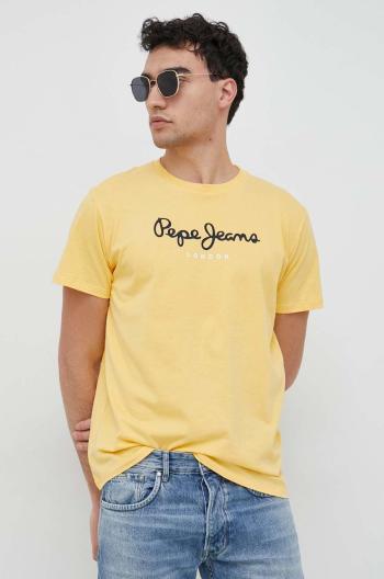 Bavlněné tričko Pepe Jeans Eggo žlutá barva, s potiskem