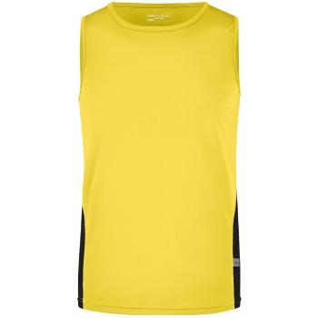 James & Nicholson Pánské sportovní tričko bez rukávů JN305 - Žlutá / černá | XXXL