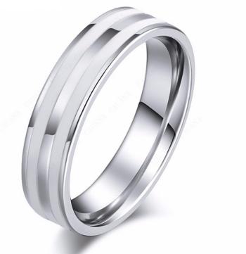 Ziskoun Stříbrný prsten Double white line z chirurgické oceli SR000092 Velikost: 10