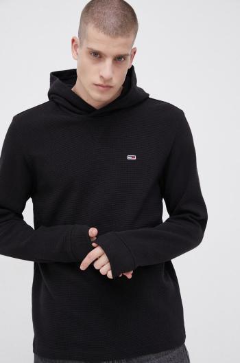 Tommy Hilfiger TOMMY JEANS pánská černá mikina s kapucí TJM WAFFLE HOODED SNIT