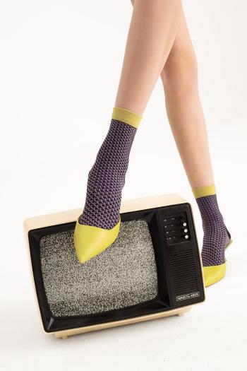 Fialové vzorované ponožky Op-Art 40DEN
