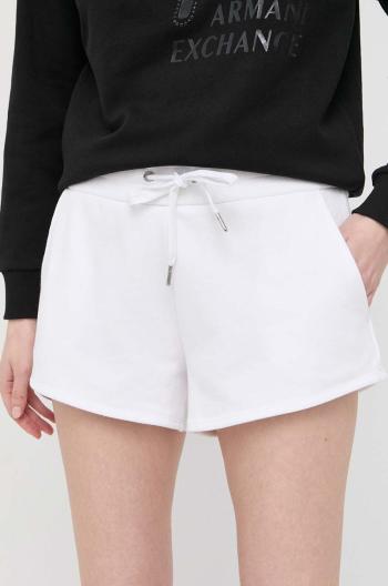 Kraťasy Armani Exchange dámské, bílá barva, hladké, high waist, 8NYSBA YJE5Z NOS