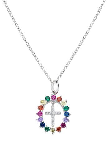 Amen Hravý stříbrný náhrdelník se zirkony Cross CLGHCRBMZ (řetízek, přívěsek)