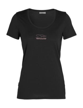 dámské merino triko krátký rukáv ICEBREAKER Wmns Tech Lite SS Scoop Vancouver, Black (vzorek) velikost: S