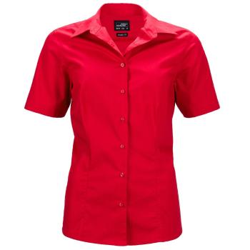 James & Nicholson Dámská košile s krátkým rukávem JN643 - Červená | XXL